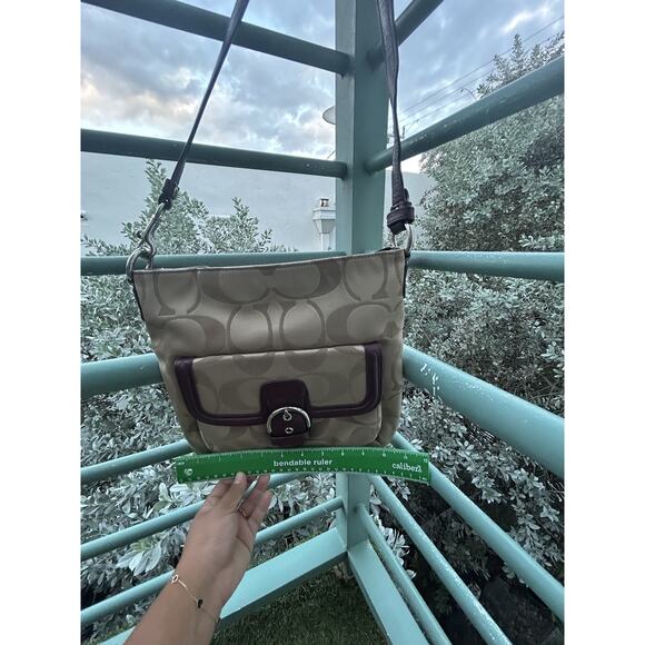 Y2K COACH Crossbody Khaki/Plum All-Over Print C Signature Please Read - Picture 9 of 10